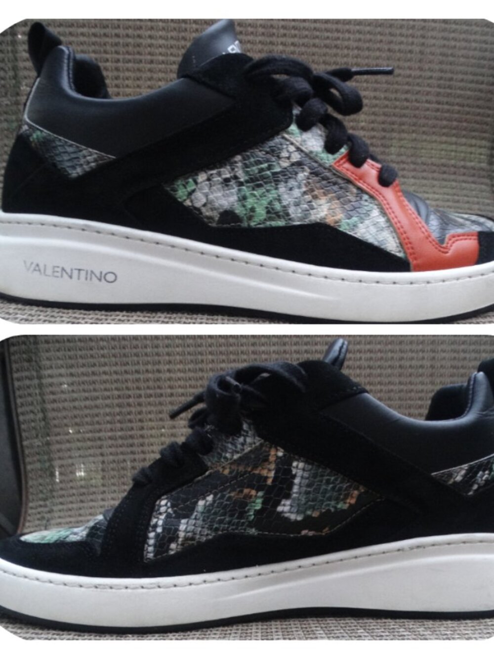 Valentino By Mario Valentino Men's 10 William Snake Embossed Leather Sneakers